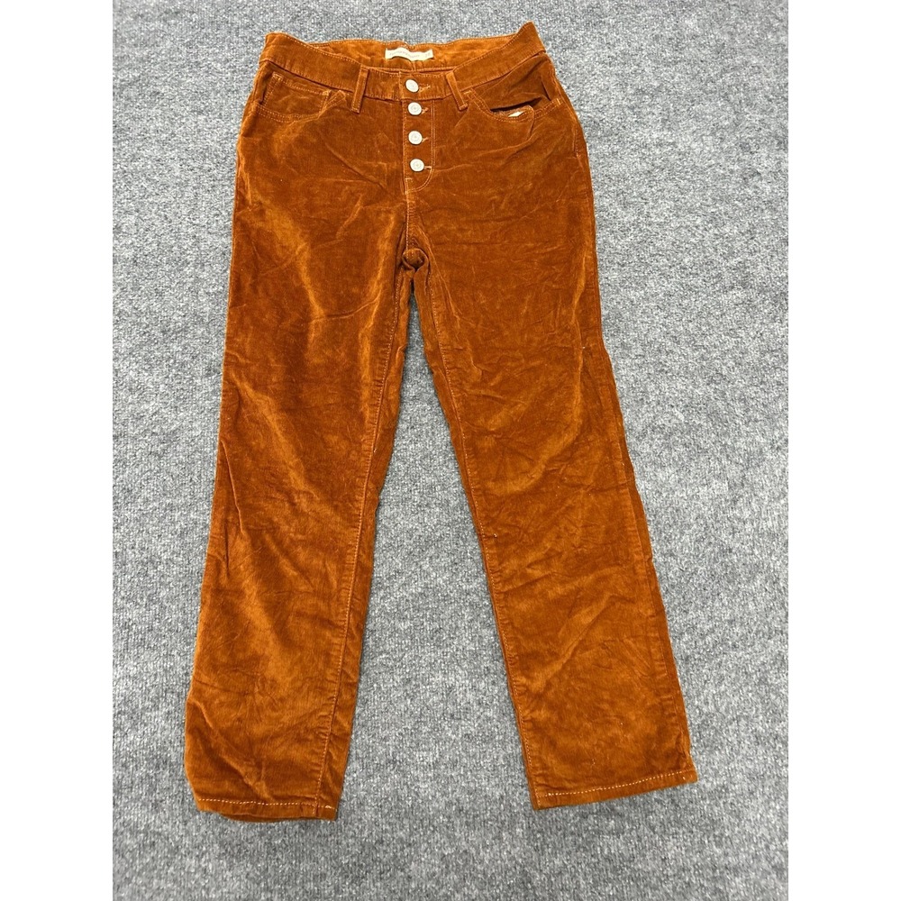 Levi's Corduroy Pants Womens Size 28 Rust Brown 724 High Rise Straight Button